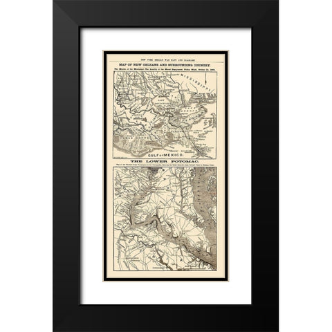 New Orleans Louisiana Lower Potomac River Black Modern Wood Framed Art Print with Double Matting by Waters