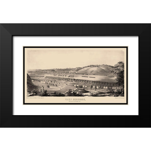 Camp Dennison Ohio - Johnson 1860s Black Modern Wood Framed Art Print with Double Matting by Johnson