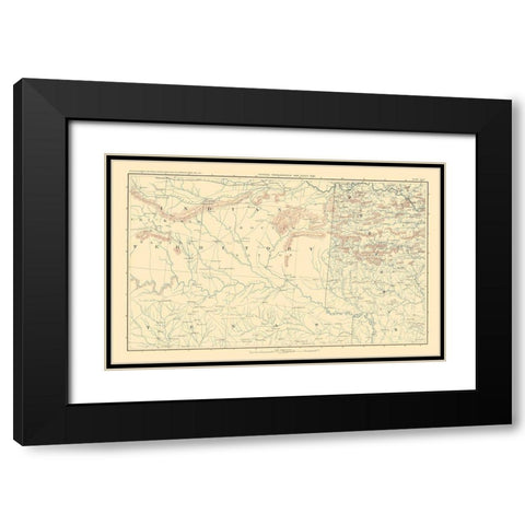 Indian Territory Arkansas Texas - Bien 1895 Black Modern Wood Framed Art Print with Double Matting by Bien