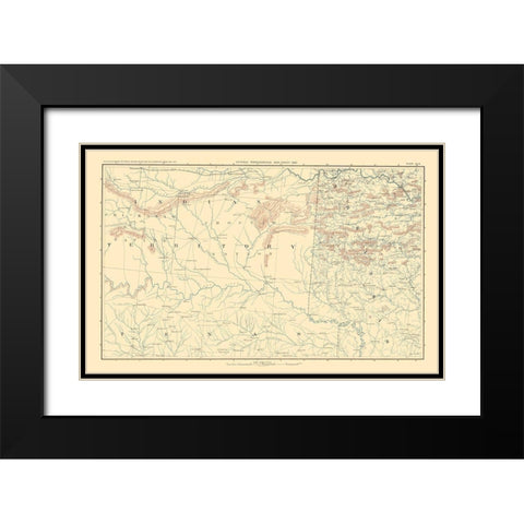 Indian Territory Arkansas Texas - Bien 1895 Black Modern Wood Framed Art Print with Double Matting by Bien