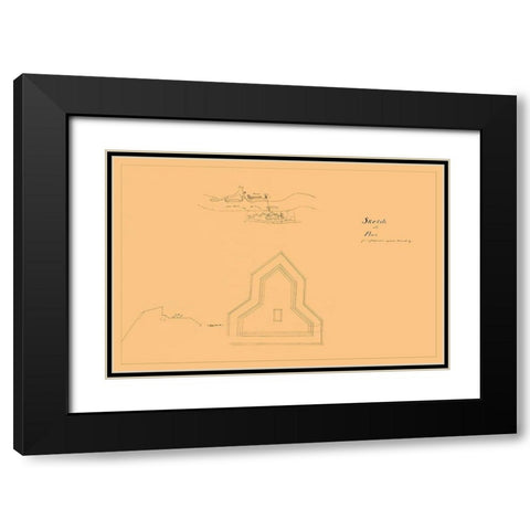 Plan of Fortification Opposite Paducah Kentucky Black Modern Wood Framed Art Print with Double Matting by Unknown