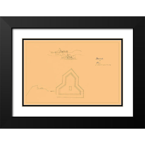 Plan of Fortification Opposite Paducah Kentucky Black Modern Wood Framed Art Print with Double Matting by Unknown