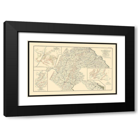 Route Battle Scout Sketches  - Hotchkiss 1895 Black Modern Wood Framed Art Print with Double Matting by Hotchkiss