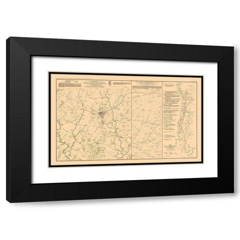 Battle Positions of Gettysburg - Bien 1894 Black Modern Wood Framed Art Print with Double Matting by Bien