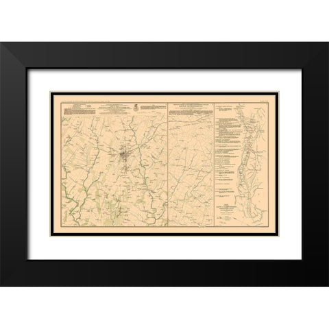 Battle Positions of Gettysburg - Bien 1894 Black Modern Wood Framed Art Print with Double Matting by Bien