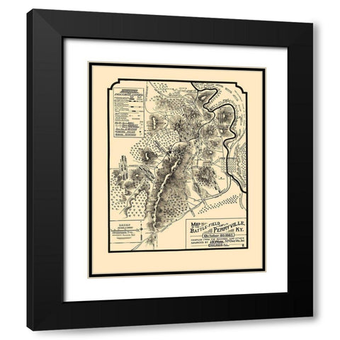 Battlefield of Perryville Kentucky - Work 1882 Black Modern Wood Framed Art Print with Double Matting by Work