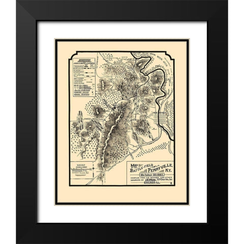 Battlefield of Perryville Kentucky - Work 1882 Black Modern Wood Framed Art Print with Double Matting by Work