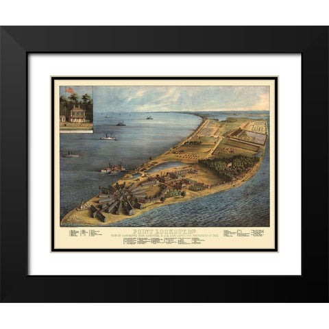 Point Lookout Maryland - Everett 1863 Black Modern Wood Framed Art Print with Double Matting by Everett
