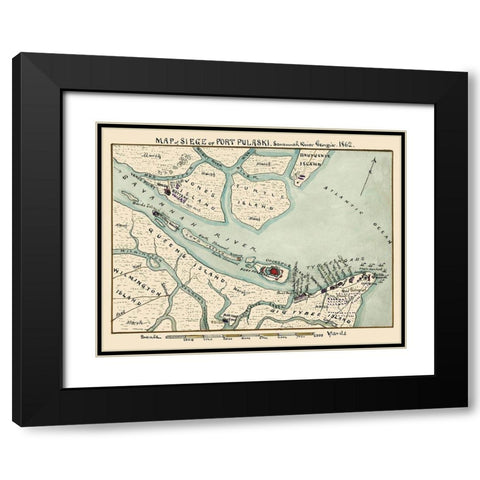 Siege Fort Pulaski Savannah River Georgia Black Modern Wood Framed Art Print with Double Matting by Sneden