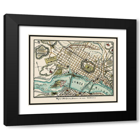 Richmond Virginia - Sneden 1863 Black Modern Wood Framed Art Print with Double Matting by Sneden