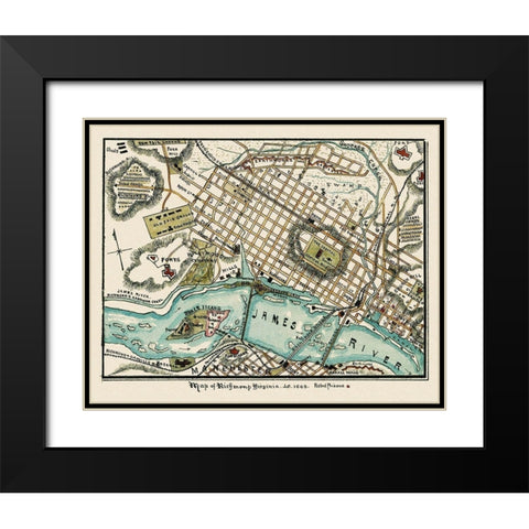 Richmond Virginia - Sneden 1863 Black Modern Wood Framed Art Print with Double Matting by Sneden