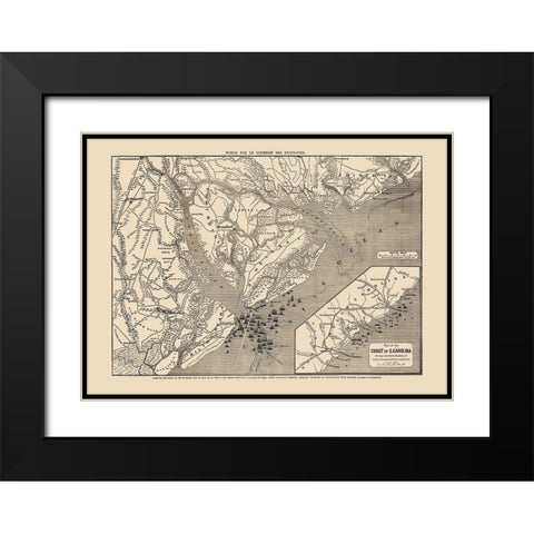 South Carolina - Colton 1860 Black Modern Wood Framed Art Print with Double Matting by Colton