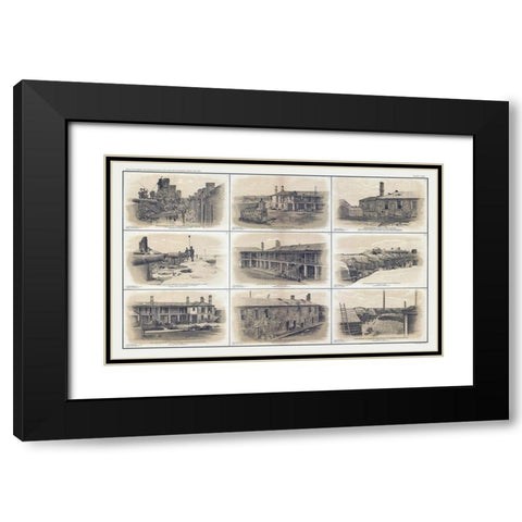 Charleston Harbor South Carolina - Bien 1894 Black Modern Wood Framed Art Print with Double Matting by Bien