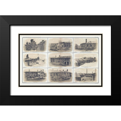 Charleston Harbor South Carolina - Bien 1894 Black Modern Wood Framed Art Print with Double Matting by Bien