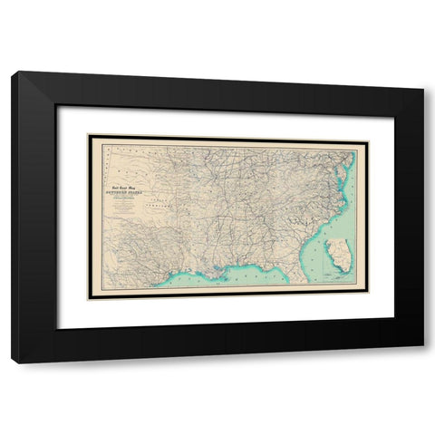 Railroad Southern States Connections Philadelphia Black Modern Wood Framed Art Print with Double Matting by Kimber
