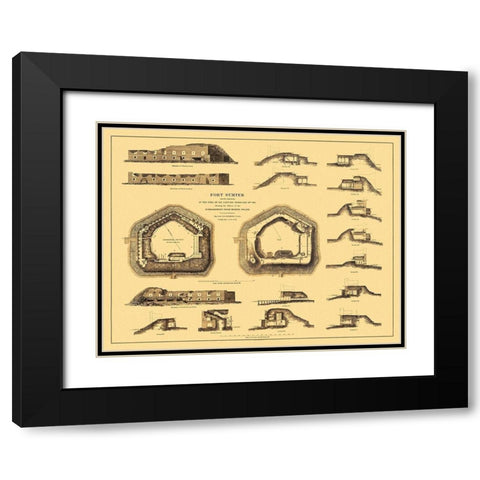 Fort Sumter at Time of Capture - Bien 1865 Black Modern Wood Framed Art Print with Double Matting by Bien