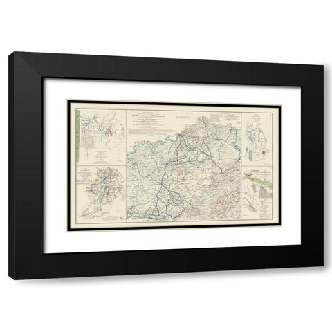 Cumberland Army Campaigns 5 Views - Ruger 1895 Black Modern Wood Framed Art Print with Double Matting by Ruger