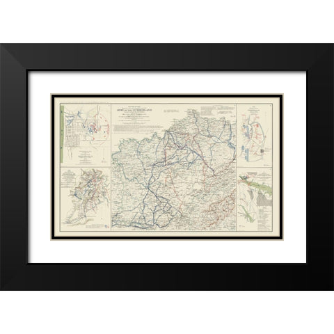 Cumberland Army Campaigns 5 Views - Ruger 1895 Black Modern Wood Framed Art Print with Double Matting by Ruger
