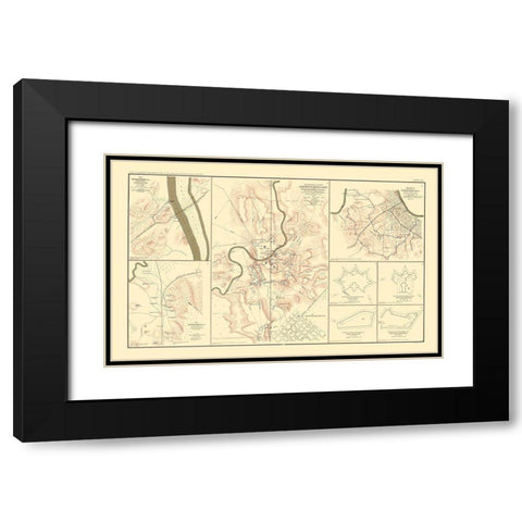 Defenses Forts Tennessee Alabama - Bien 1895 Black Modern Wood Framed Art Print with Double Matting by Bien
