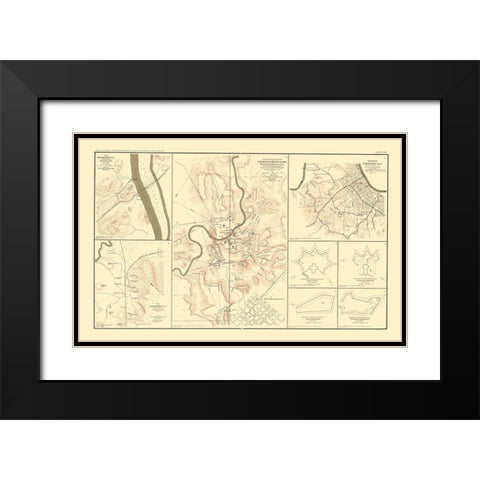 Defenses Forts Tennessee Alabama - Bien 1895 Black Modern Wood Framed Art Print with Double Matting by Bien