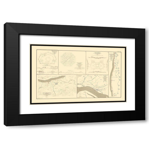 Defenses Forts Nashville Memphis Tennessee Black Modern Wood Framed Art Print with Double Matting by Bien