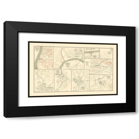 Tennessee Alabama Georgia Cities - Bien 1895 Black Modern Wood Framed Art Print with Double Matting by Bien