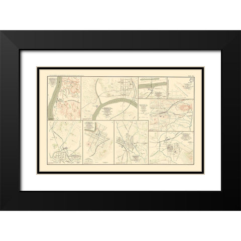 Tennessee Alabama Georgia Cities - Bien 1895 Black Modern Wood Framed Art Print with Double Matting by Bien