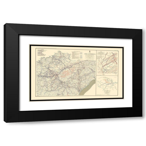 Campaigns Operations Tennessee Virginia - Bien Black Modern Wood Framed Art Print with Double Matting by Bien