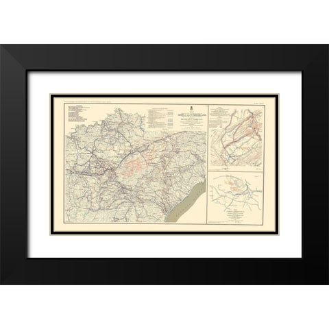 Campaigns Operations Tennessee Virginia - Bien Black Modern Wood Framed Art Print with Double Matting by Bien