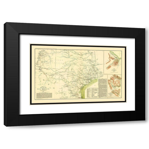 Texas Part of New Mexico - US Army Corps 1857 Black Modern Wood Framed Art Print with Double Matting by US Army Corps