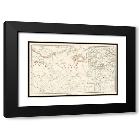 Texas Arkansas Indian Territory Sheet - Bien 1891 Black Modern Wood Framed Art Print with Double Matting by Bien