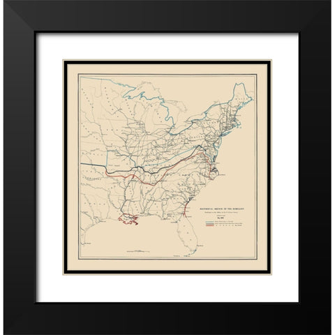 Historical Sketch of Rebellion May - Bache 1862 Black Modern Wood Framed Art Print with Double Matting by Bache