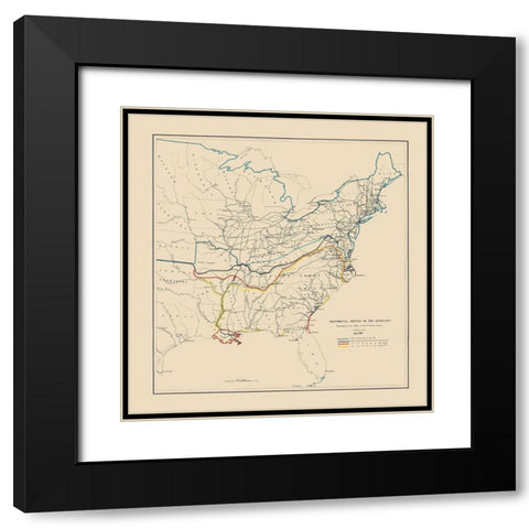 Historical Sketch of Rebellion July - Bache 1862 Black Modern Wood Framed Art Print with Double Matting by Bache