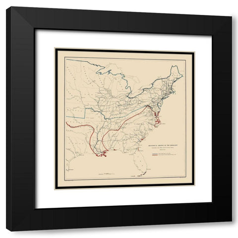 Eastern United States Rebellion - Bache 1863 Black Modern Wood Framed Art Print with Double Matting by Bache