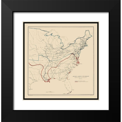 Eastern United States Rebellion - Bache 1863 Black Modern Wood Framed Art Print with Double Matting by Bache