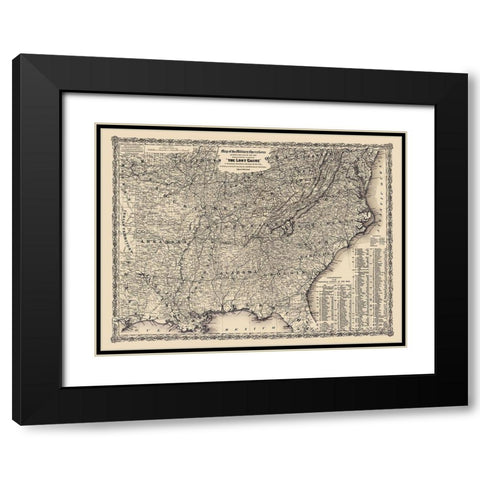 Military Operations Lost Cause 1861 to 1865 Black Modern Wood Framed Art Print with Double Matting by Colton