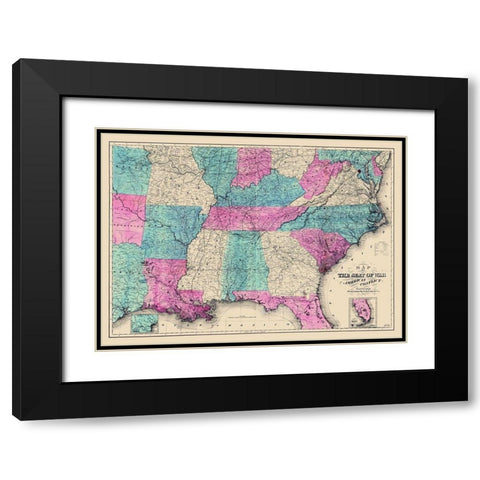 War to Accompany the American Conflict - Case 1865 Black Modern Wood Framed Art Print with Double Matting by Case