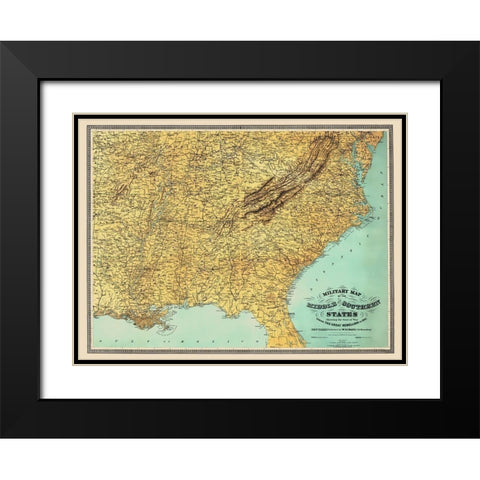 Middle Southern United States Seat of War Black Modern Wood Framed Art Print with Double Matting by Schaus