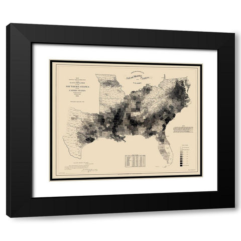 Slave Population Southern States Black Modern Wood Framed Art Print with Double Matting by Hergesheimer