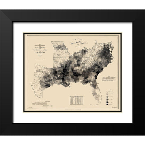 Slave Population Southern States Black Modern Wood Framed Art Print with Double Matting by Hergesheimer