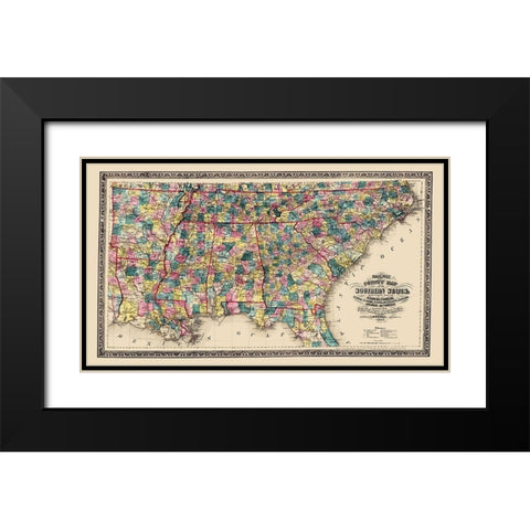 Southern States Railway County - Mendenhall 1864 Black Modern Wood Framed Art Print with Double Matting by Mendenhall