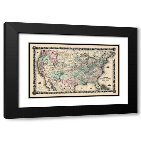 United States Military Stations Forts - Colton Black Modern Wood Framed Art Print with Double Matting by Colton