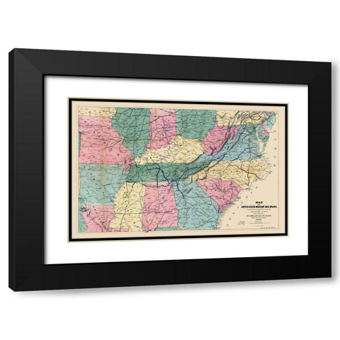 United States Military Railroads 1862 to 1866 Black Modern Wood Framed Art Print with Double Matting by Bien