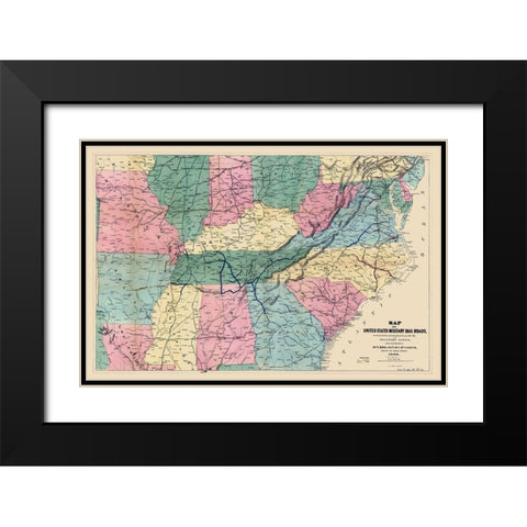 United States Military Railroads 1862 to 1866 Black Modern Wood Framed Art Print with Double Matting by Bien