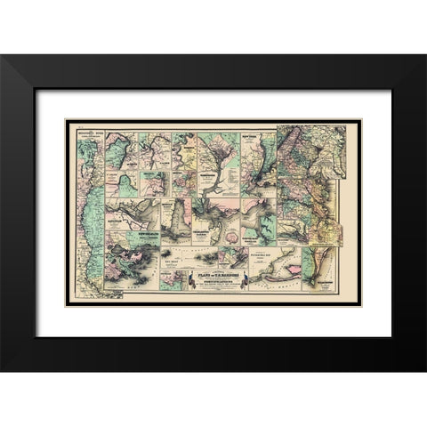 United States Harbors Fort Seaboard Interior Black Modern Wood Framed Art Print with Double Matting by Colton