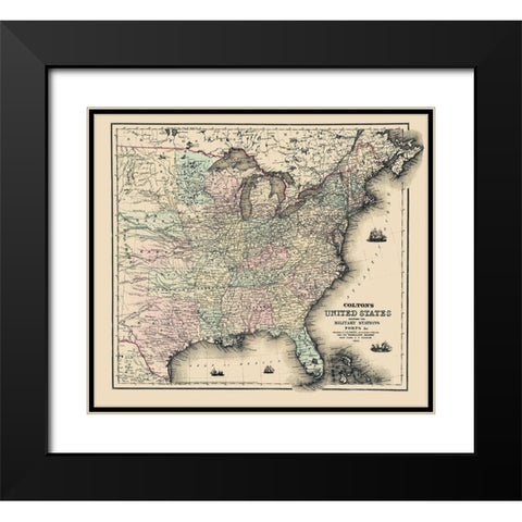 United States Military Stations Forts - Colton Black Modern Wood Framed Art Print with Double Matting by Colton