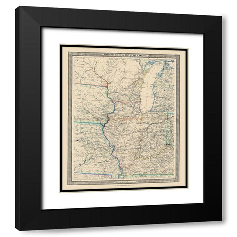 Seat of War in America - Stanford 1861 Black Modern Wood Framed Art Print with Double Matting by Stanford