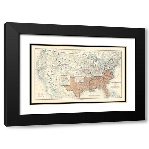 Geographical Divisions Departments December 1862 Black Modern Wood Framed Art Print with Double Matting by Bien