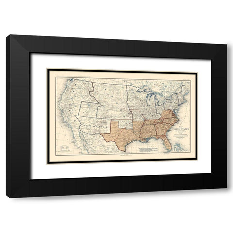 Geographical Divisions Departments June 1862 Black Modern Wood Framed Art Print with Double Matting by Bien