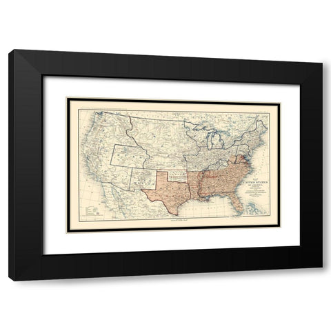 Geographical Divisions Departments June 1861 Black Modern Wood Framed Art Print with Double Matting by Bien